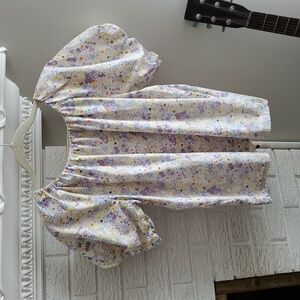 Levis Womens Akiko Pastel Floral Blouse Cotton Puff Sleeves Coquette Girly Sz M